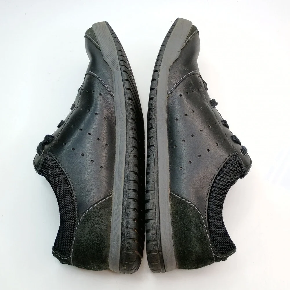 Clarks Oxford Sneakers Men Size 9.5 Black Leather Suede Lace Up 62003